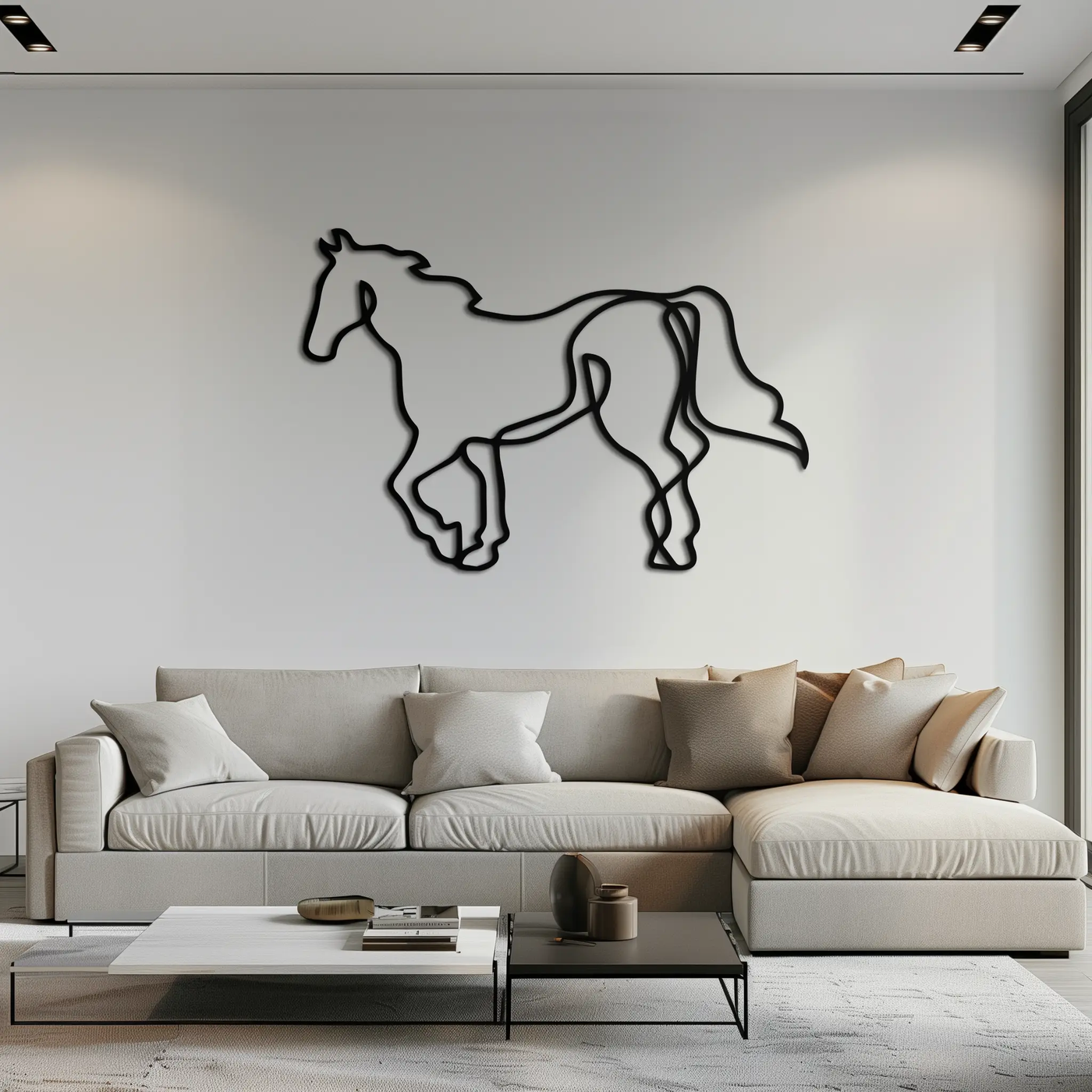 Abstract Horse Metal Wall Art - Minimalist Steel Horse Silhouette - KAF121 by Enova Art