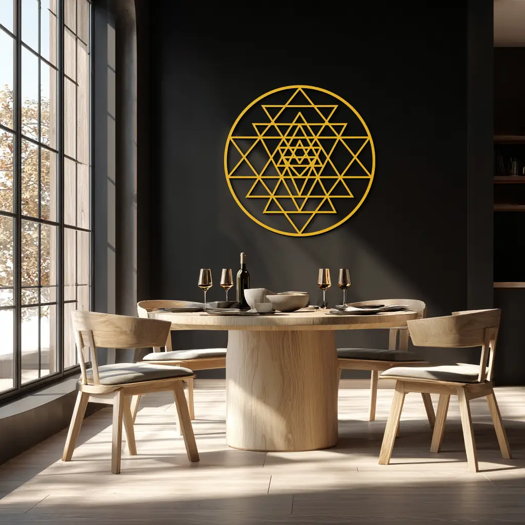 Geometric Sri Yantra Metal Wall Art - Sacred Geometry Steel Decor - KAF122 by Enova Art