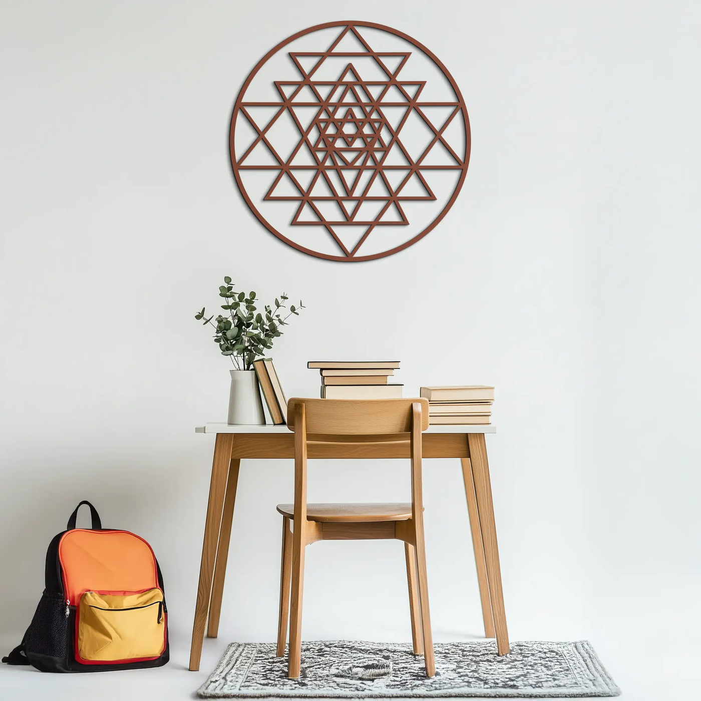 Geometric Sri Yantra Metal Wall Art - Sacred Geometry Steel Decor - KAF122 by Enova Art