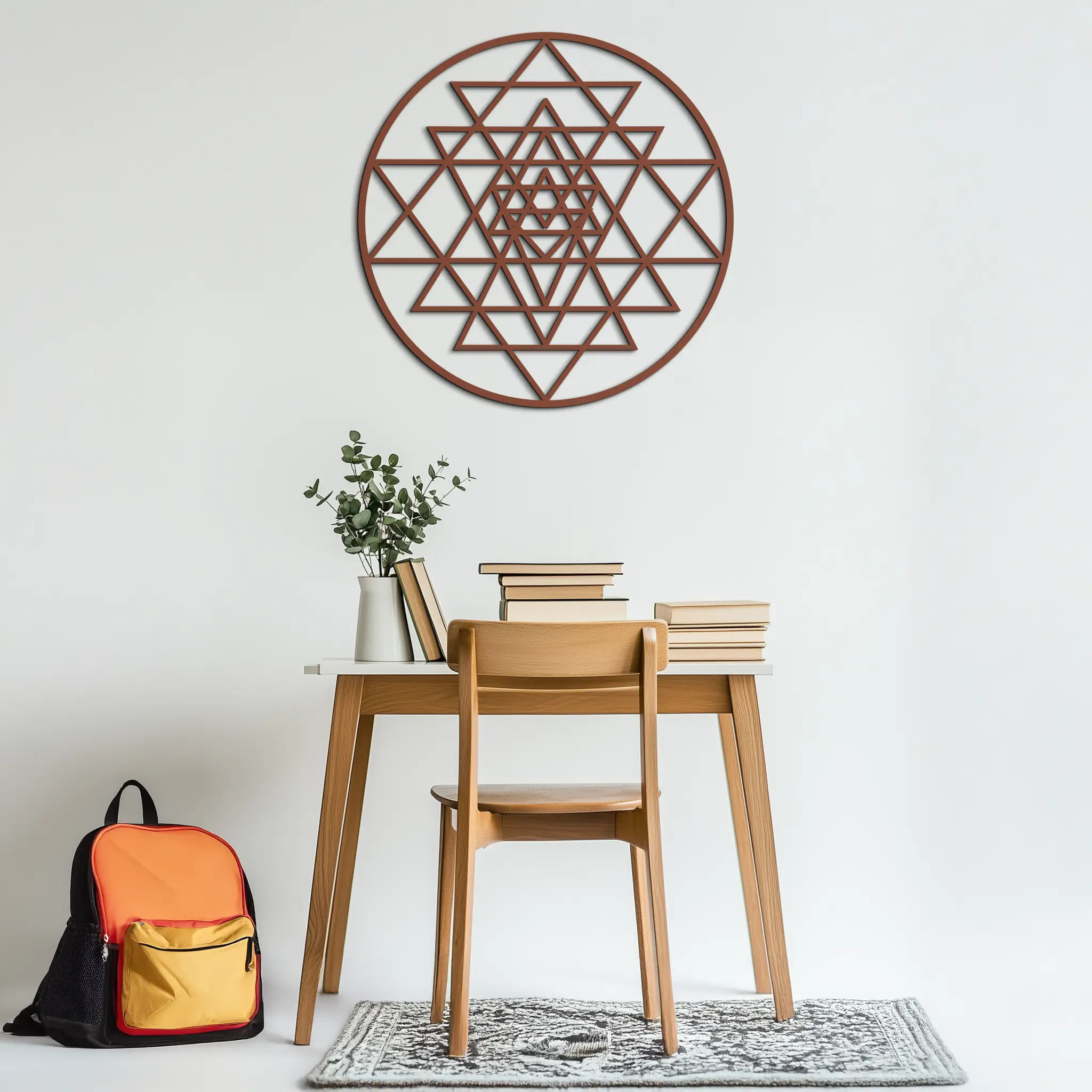 Geometric Sri Yantra Metal Wall Art - Sacred Geometry Steel Decor - KAF122 by Enova Art