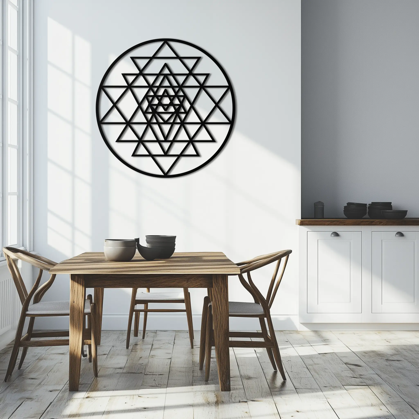 Geometric Sri Yantra Metal Wall Art - Sacred Geometry Steel Decor - KAF122 by Enova Art