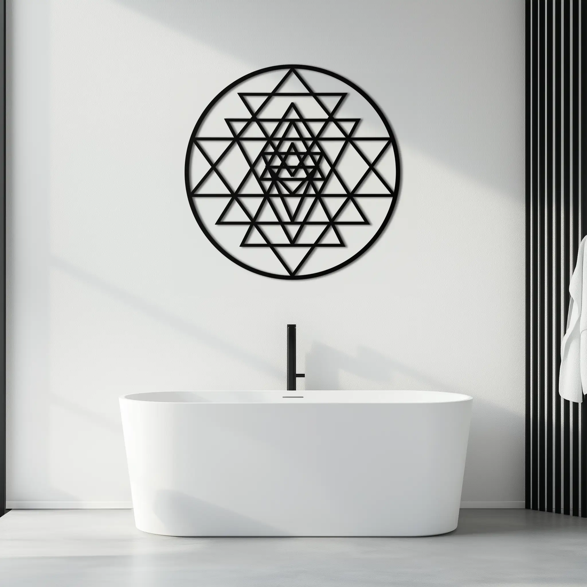 Geometric Sri Yantra Metal Wall Art - Sacred Geometry Steel Decor - KAF122 by Enova Art
