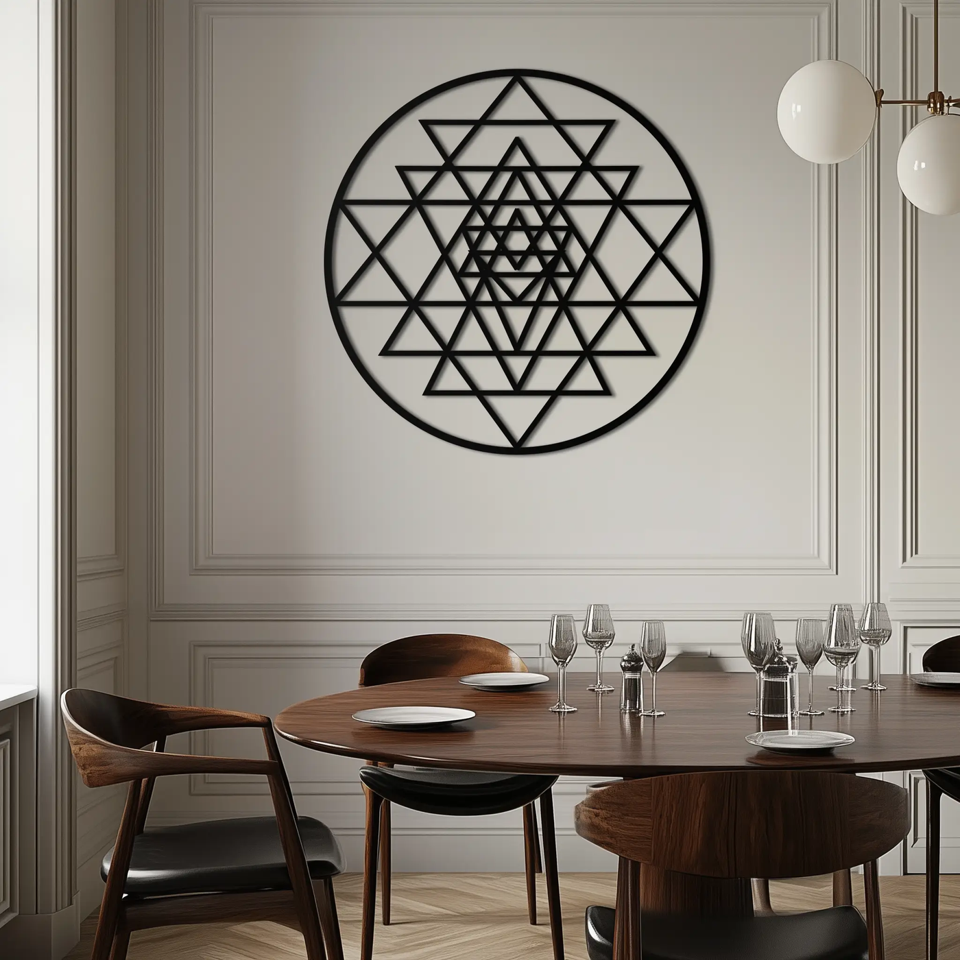 Geometric Sri Yantra Metal Wall Art - Sacred Geometry Steel Decor - KAF122 by Enova Art
