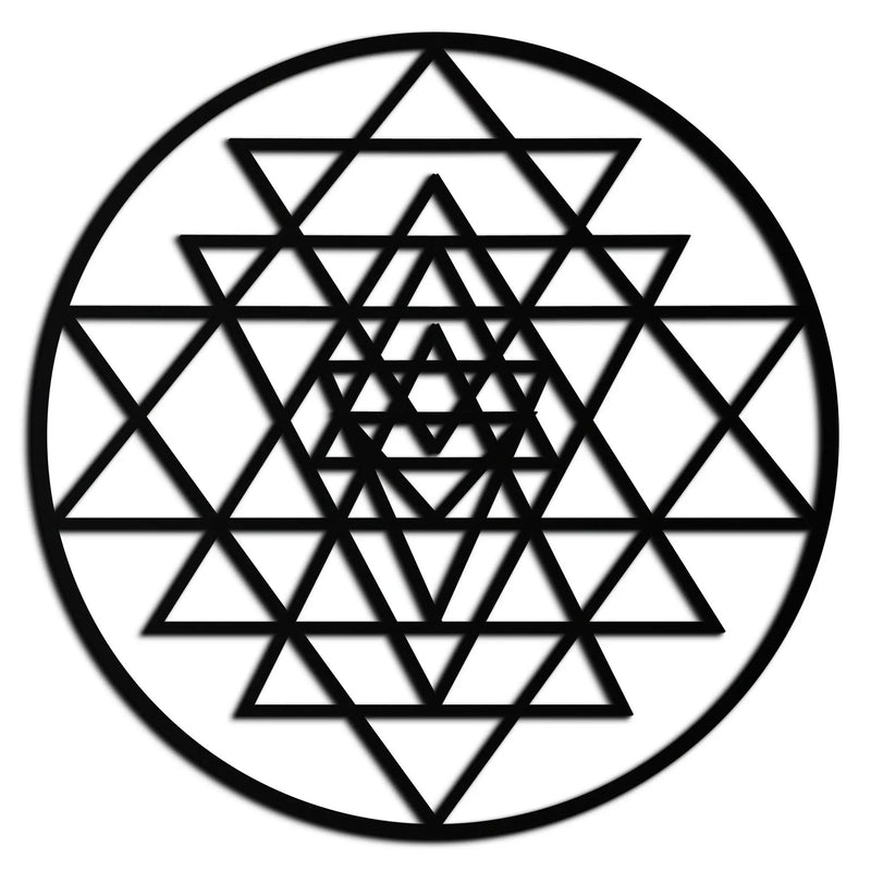 Geometric Sri Yantra Metal Wall Art - Sacred Geometry Steel Decor - KAF122 by Enova Art