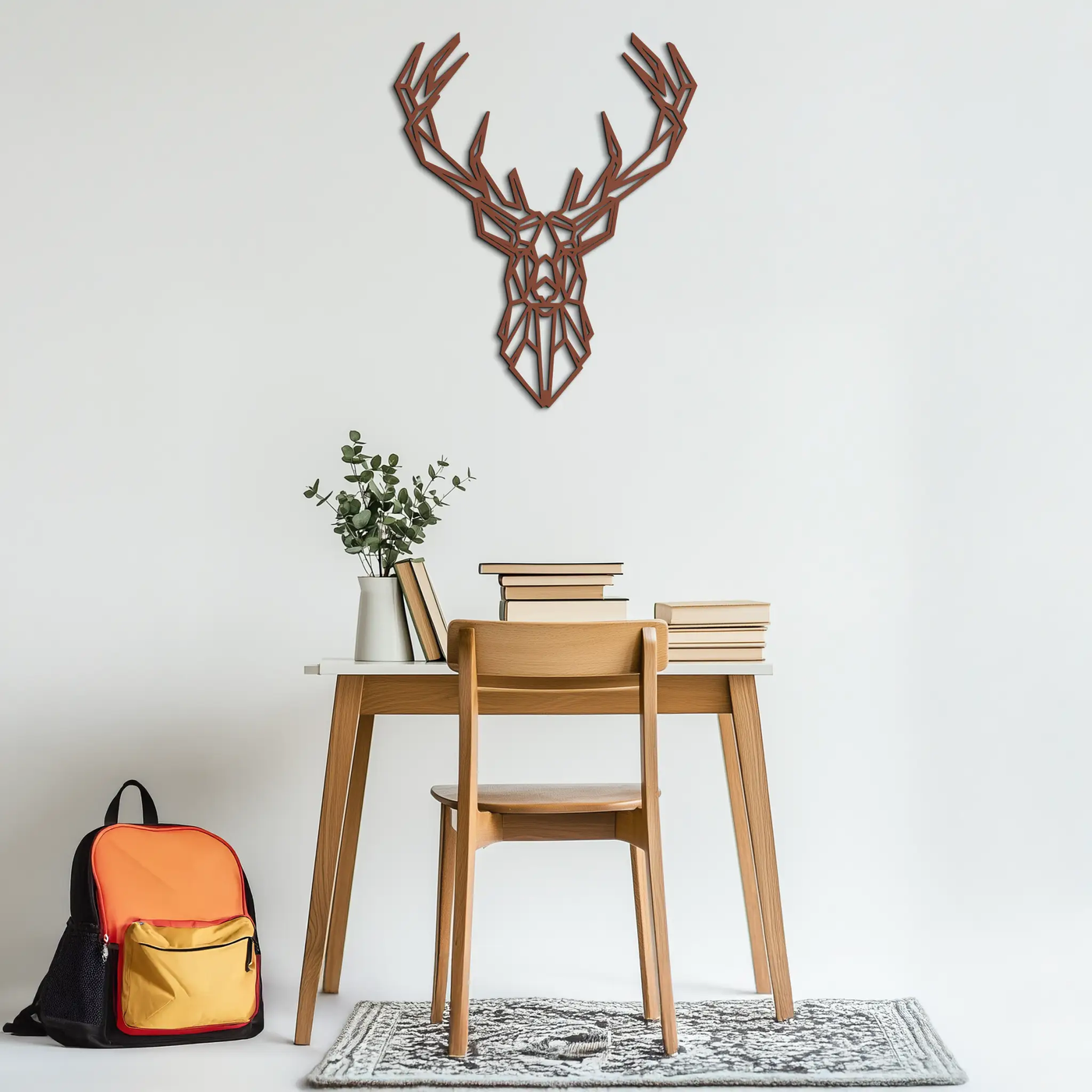 Geometric Deer Head Metal Wall Art - Modern Minimalist Steel Decor - KAF123 by Enova Art
