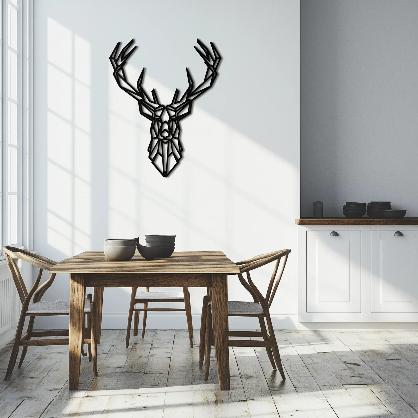 Geometric Deer Head Metal Wall Art - Modern Minimalist Steel Decor - KAF123 by Enova Art