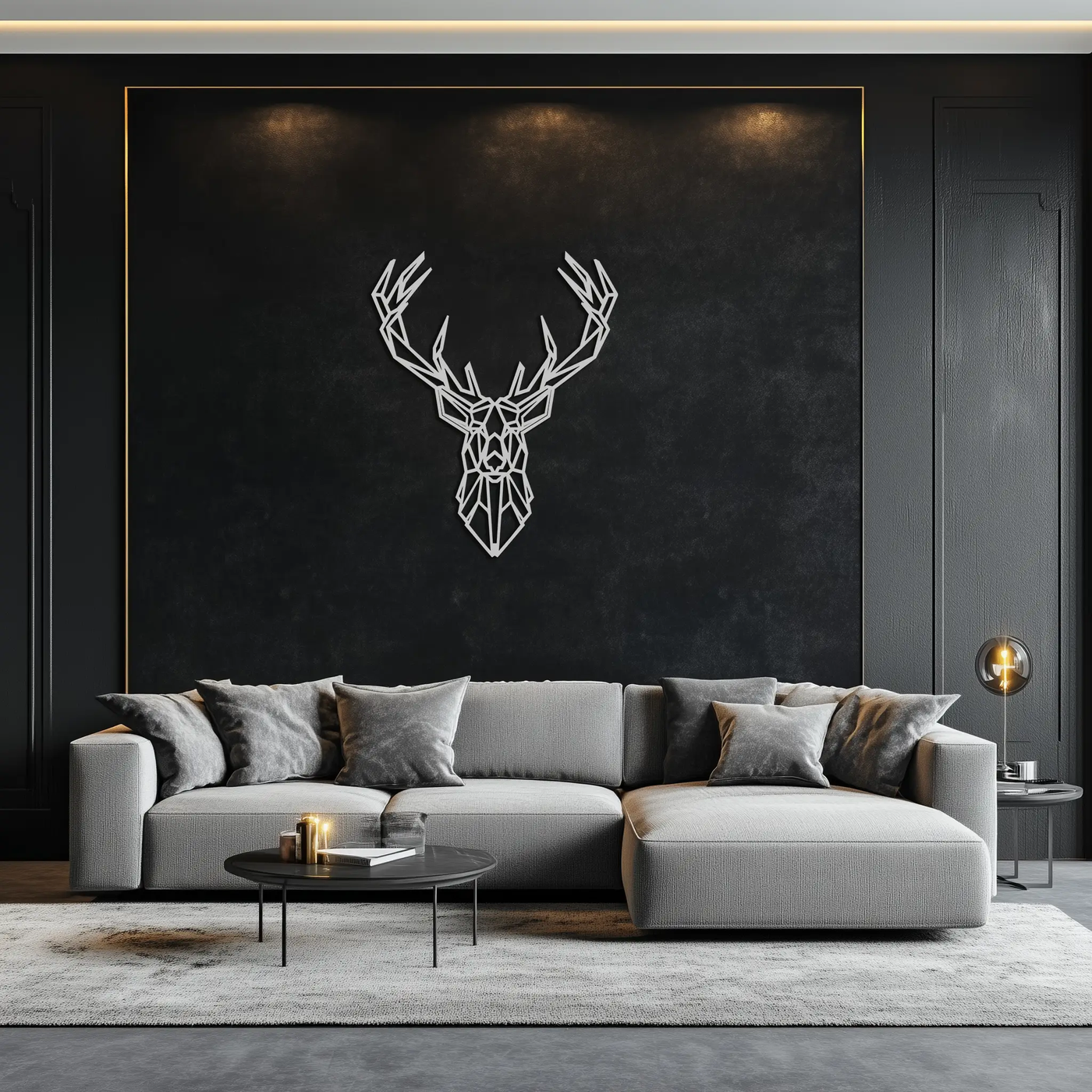 Geometric Deer Head Metal Wall Art - Modern Minimalist Steel Decor - KAF123 by Enova Art