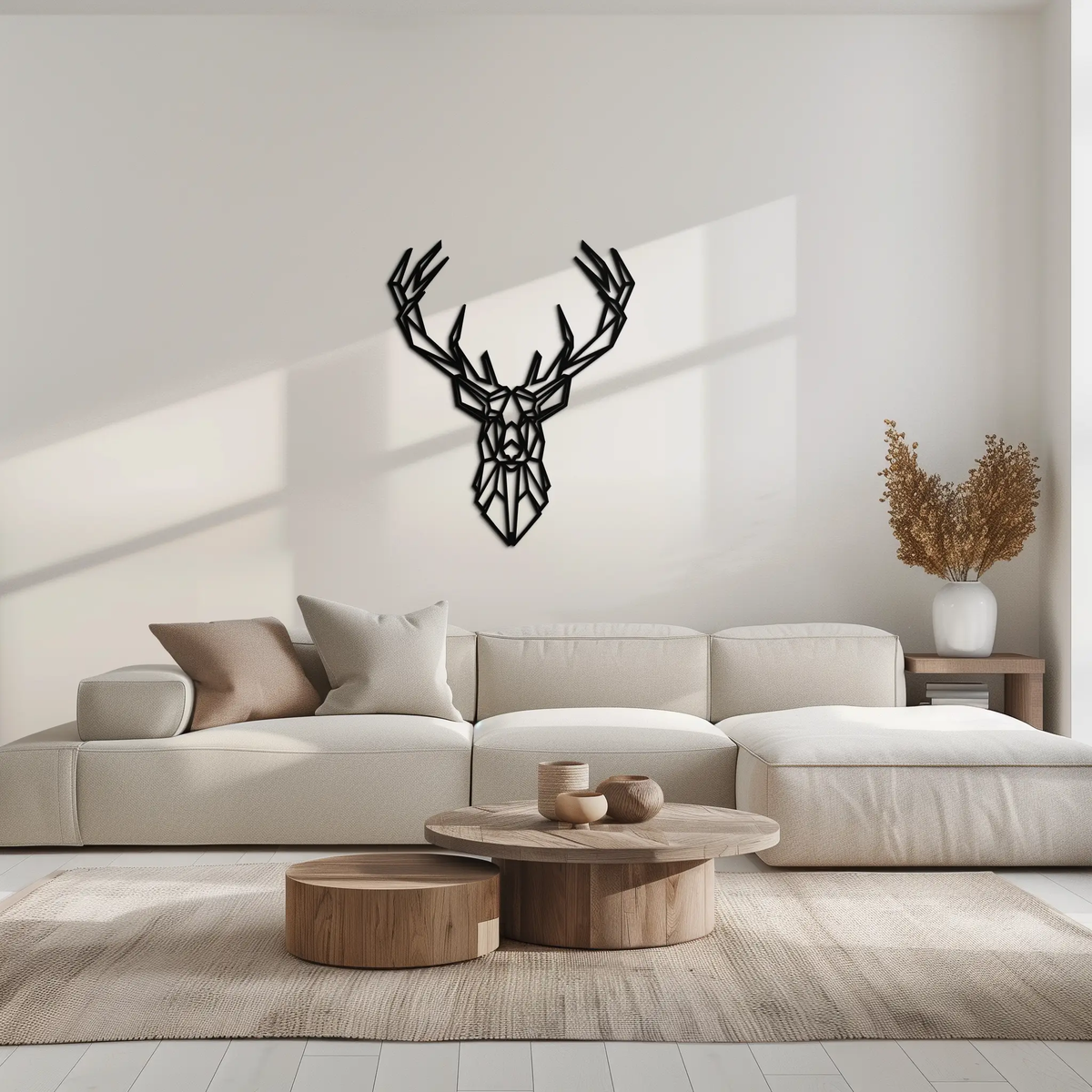 Geometric Deer Head Metal Wall Art - Modern Minimalist Steel Decor - KAF123 by Enova Art