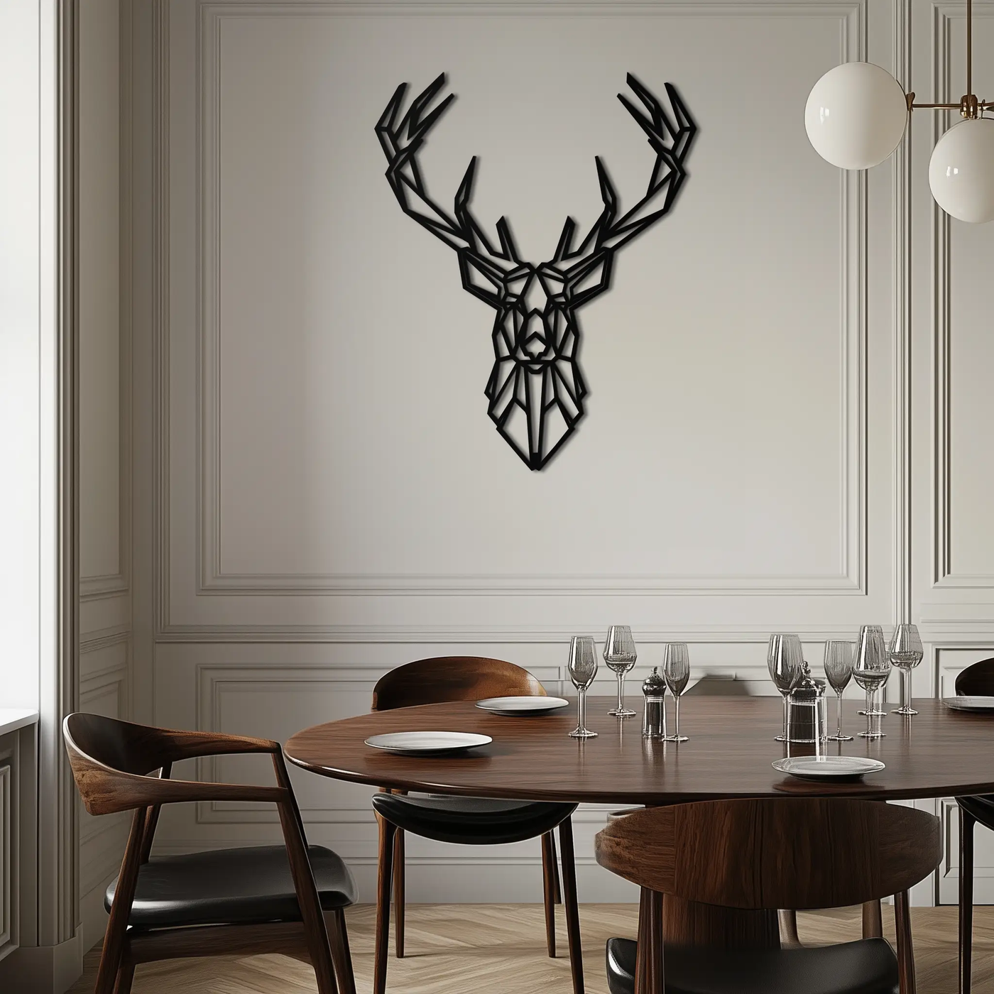 Geometric Deer Head Metal Wall Art - Modern Minimalist Steel Decor - KAF123 by Enova Art