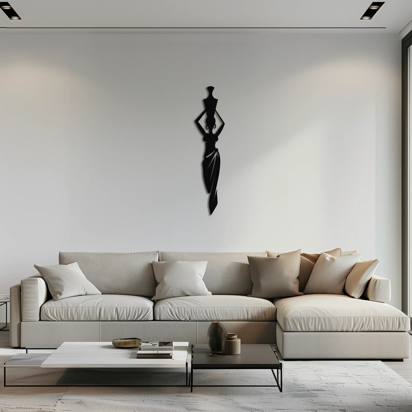 Abstract African Woman Metal Wall Art - Modern Black Steel Wall Decor - KAF125 by Enova Art