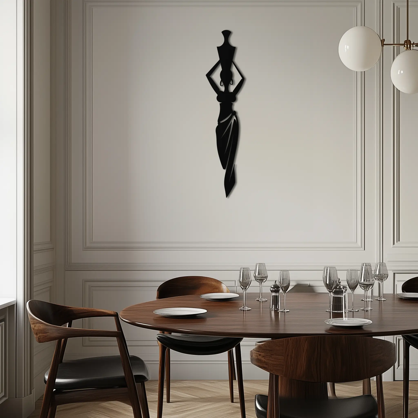 Abstract African Woman Metal Wall Art - Modern Black Steel Wall Decor - KAF125 by Enova Art