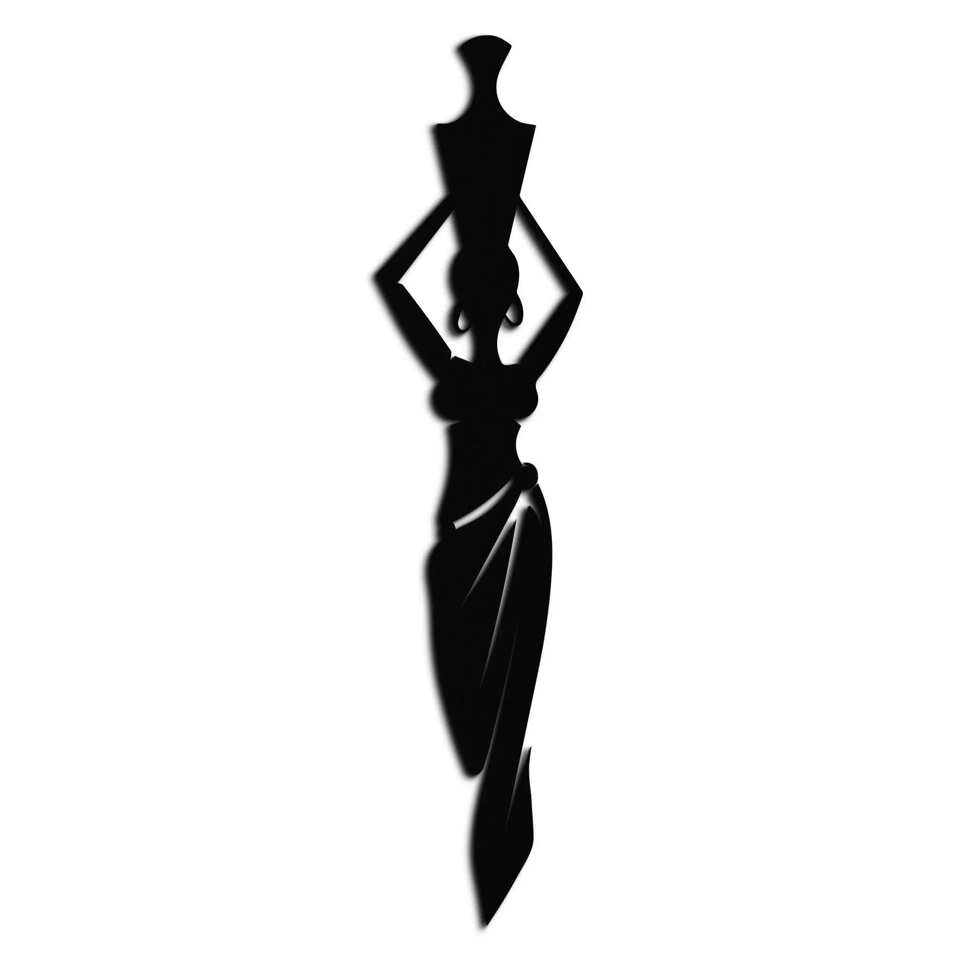 Abstract African Woman Metal Wall Art - Modern Black Steel Wall Decor - KAF125 by Enova Art