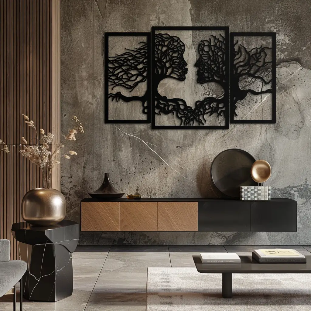 Tree of Life Lovers Metal Wall Art - 3-Piece Modern Steel Wall Decor - KAF129 by Enova Art