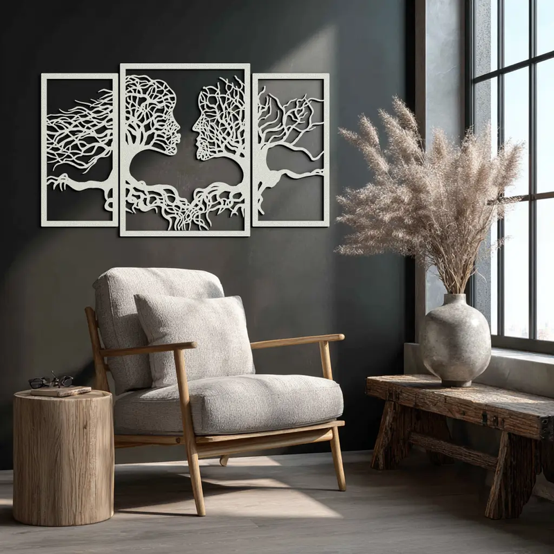 Tree of Life Lovers Metal Wall Art - 3-Piece Modern Steel Wall Decor - KAF129 by Enova Art