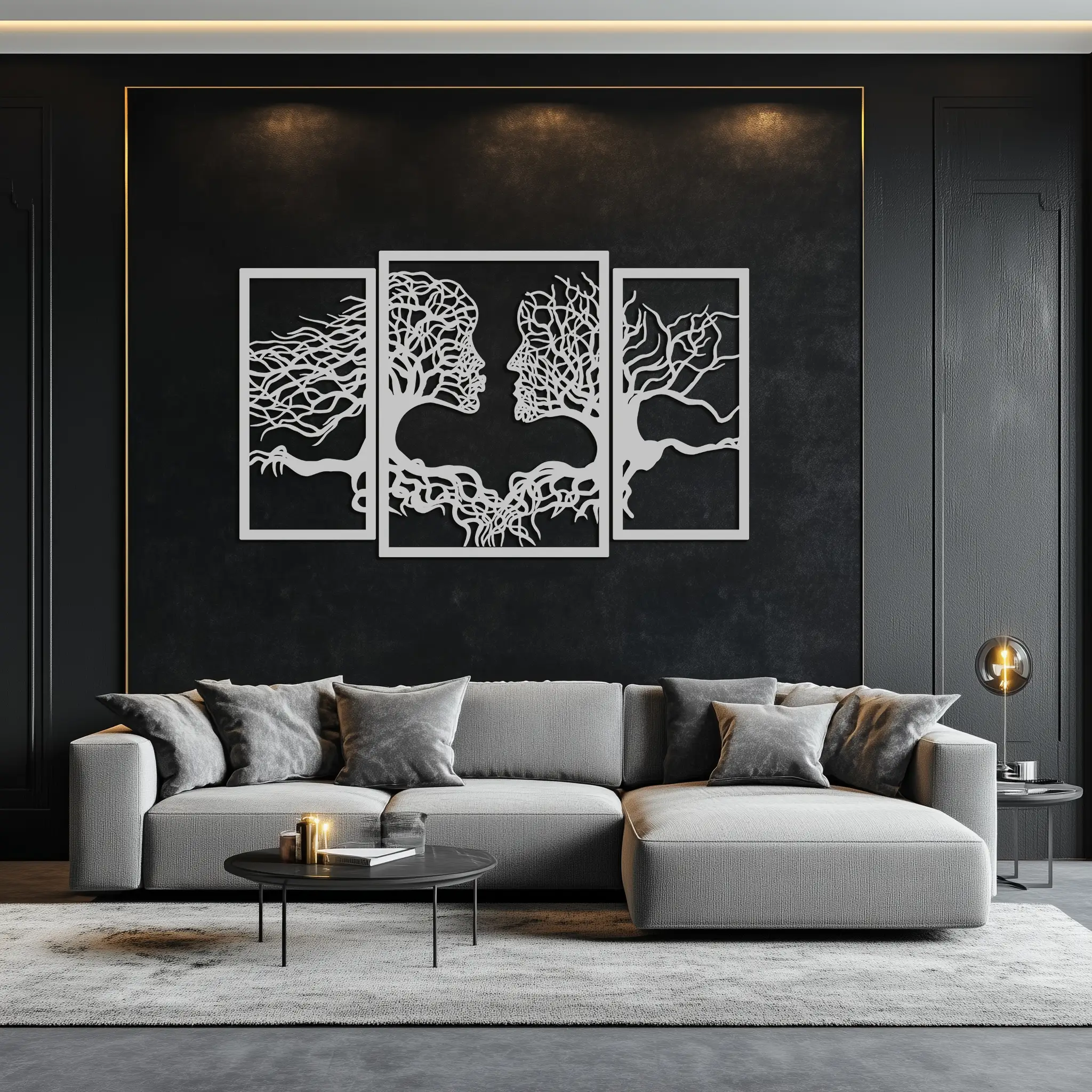 Tree of Life Lovers Metal Wall Art - 3-Piece Modern Steel Wall Decor - KAF129 by Enova Art