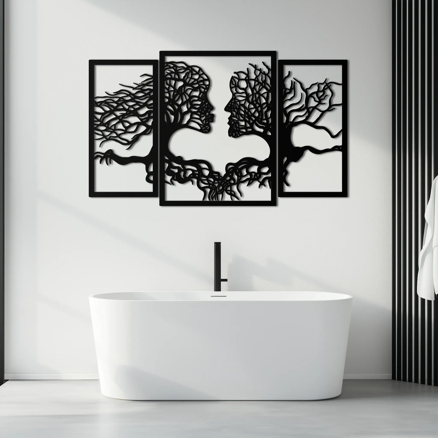 Tree of Life Lovers Metal Wall Art - 3-Piece Modern Steel Wall Decor - KAF129 by Enova Art