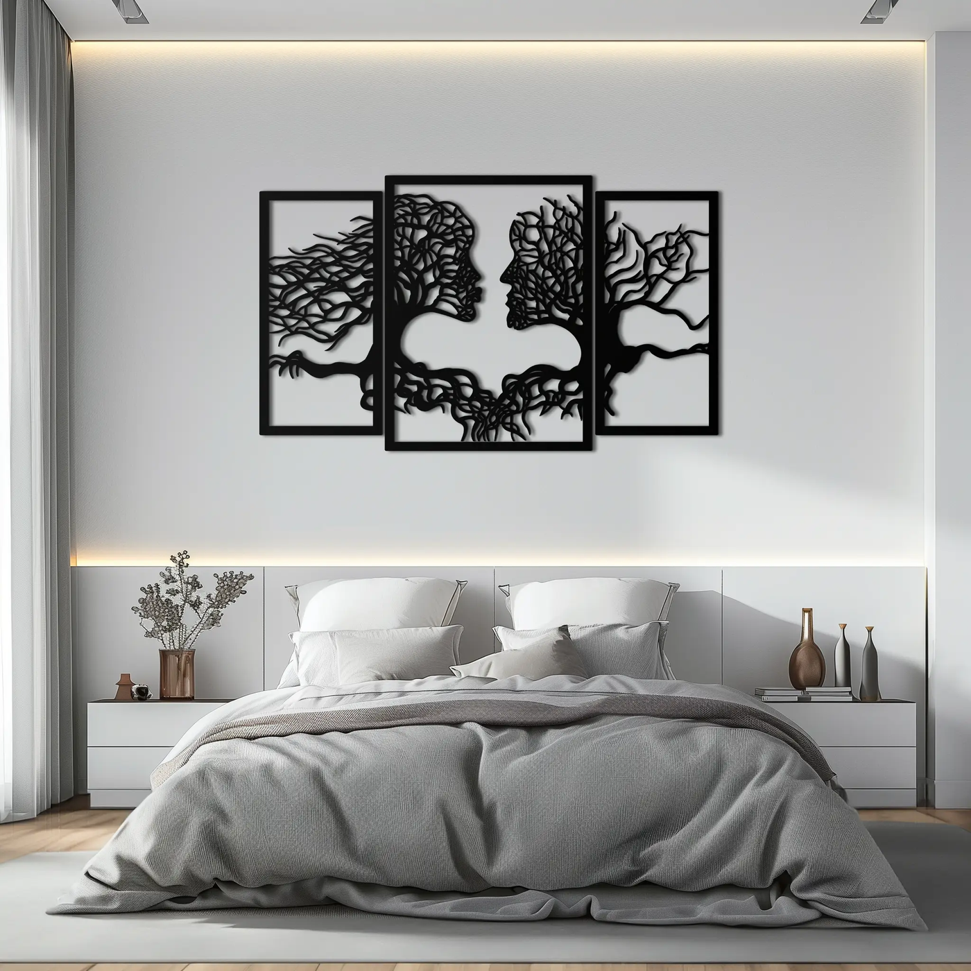 Tree of Life Lovers Metal Wall Art - 3-Piece Modern Steel Wall Decor - KAF129 by Enova Art