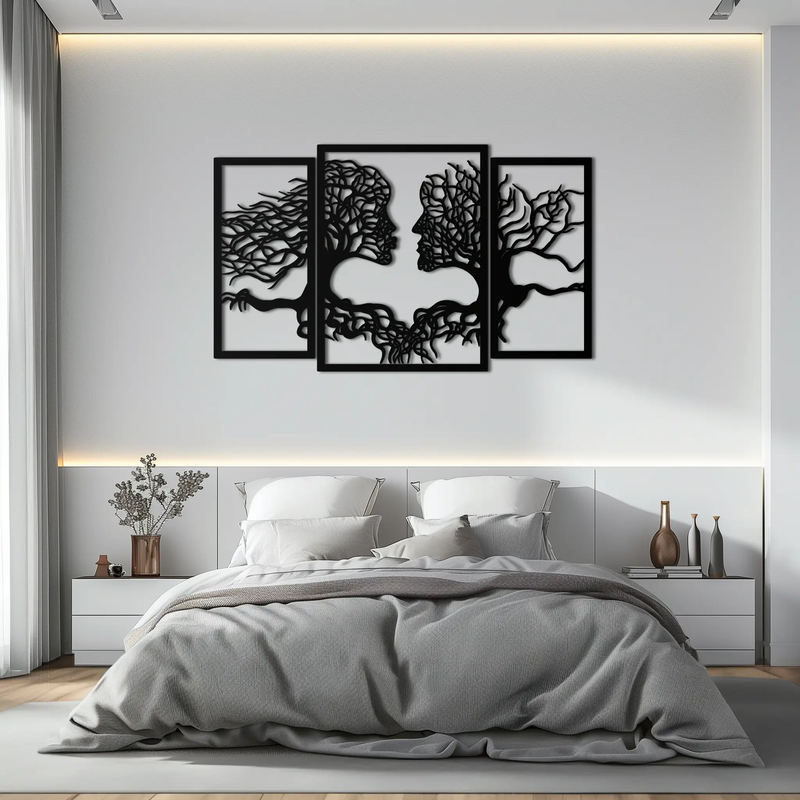 Tree of Life Lovers Metal Wall Art - 3-Piece Modern Steel Wall Decor - KAF129 by Enova Art