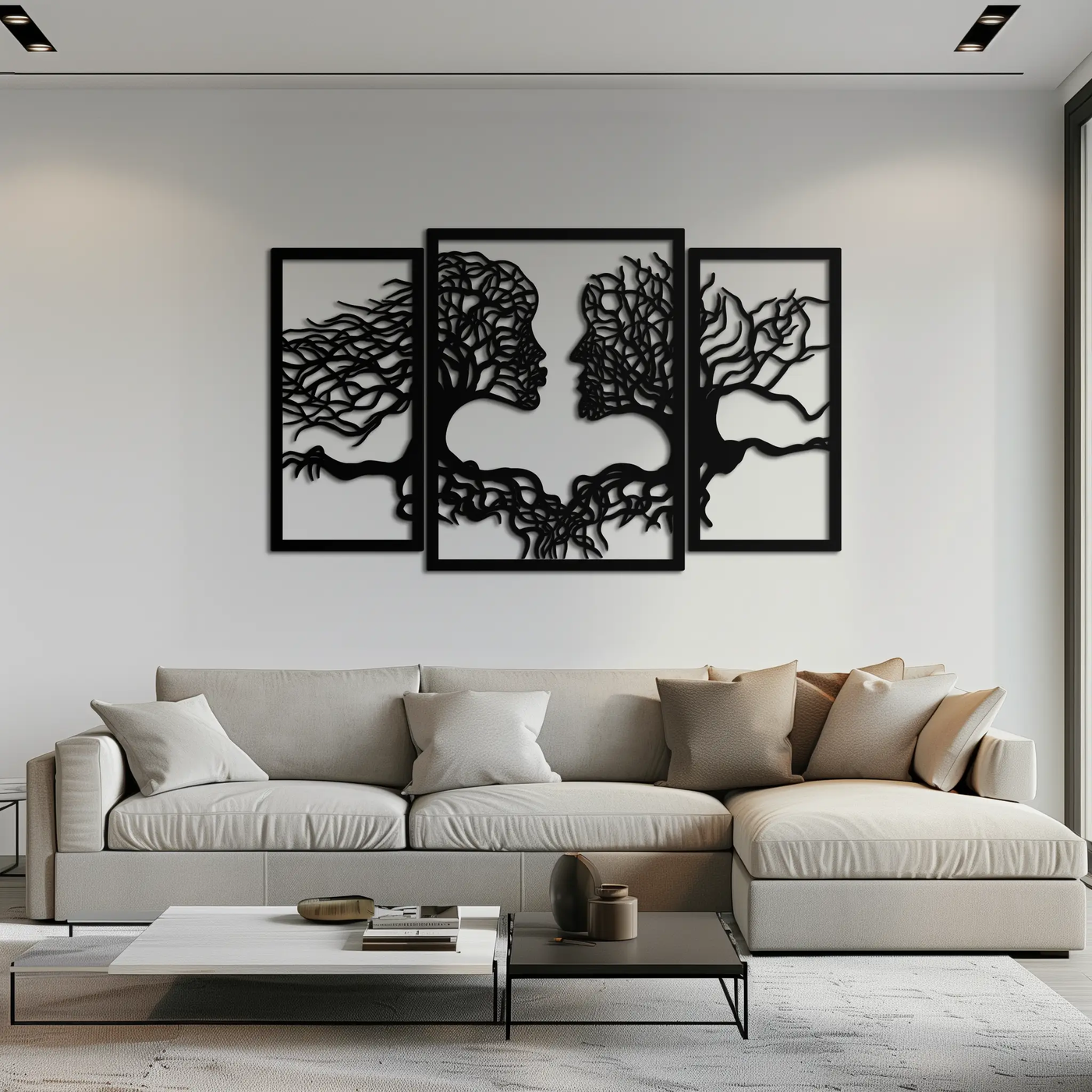 Tree of Life Lovers Metal Wall Art - 3-Piece Modern Steel Wall Decor - KAF129 by Enova Art