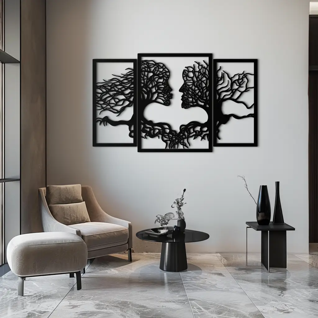 Tree of Life Lovers Metal Wall Art - 3-Piece Modern Steel Wall Decor - KAF129 by Enova Art
