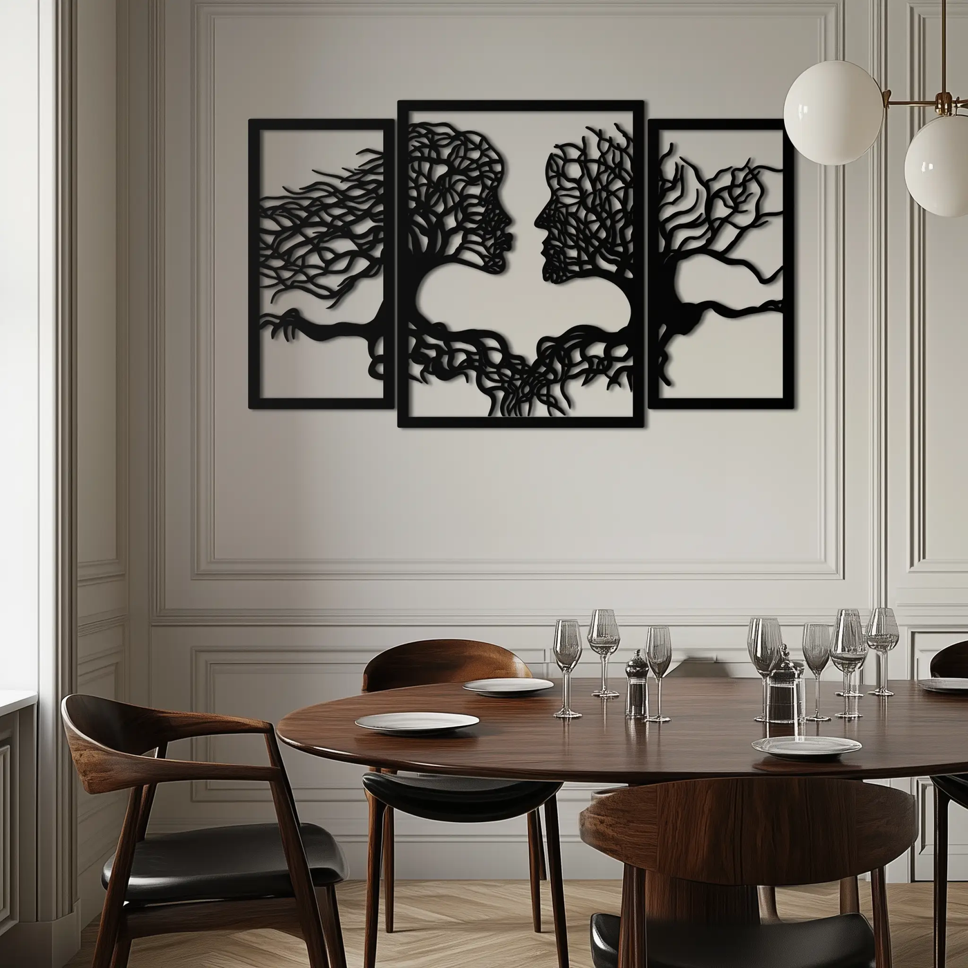 Tree of Life Lovers Metal Wall Art - 3-Piece Modern Steel Wall Decor - KAF129 by Enova Art