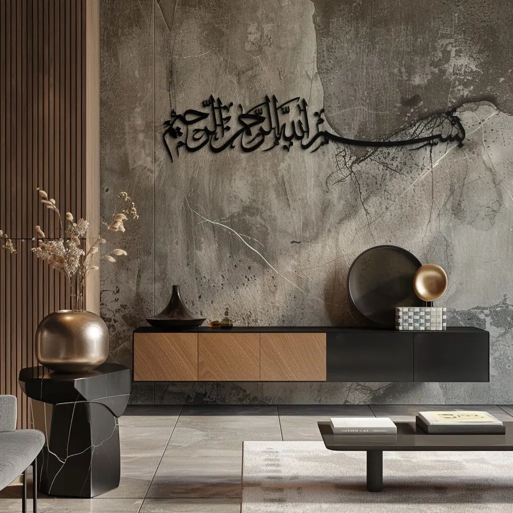 Bismillahirrahmanirrahim Metal Wall Art – Islamic Calligraphy Design - KAF130 by Enova Art