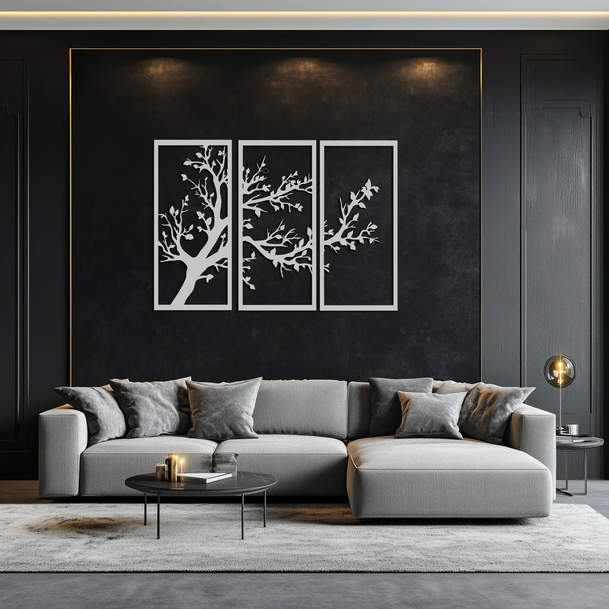 Branch Trio Metal Wall Art - 3-Piece Modern Steel Wall Decor - KAF132 by Enova Art