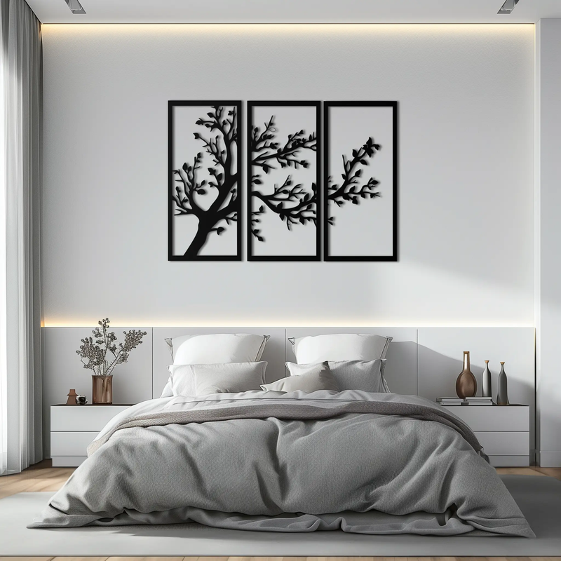 Branch Trio Metal Wall Art - 3-Piece Modern Steel Wall Decor - KAF132 by Enova Art