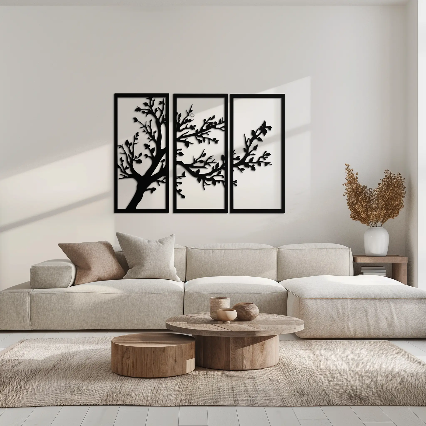 Branch Trio Metal Wall Art - 3-Piece Modern Steel Wall Decor - KAF132 by Enova Art