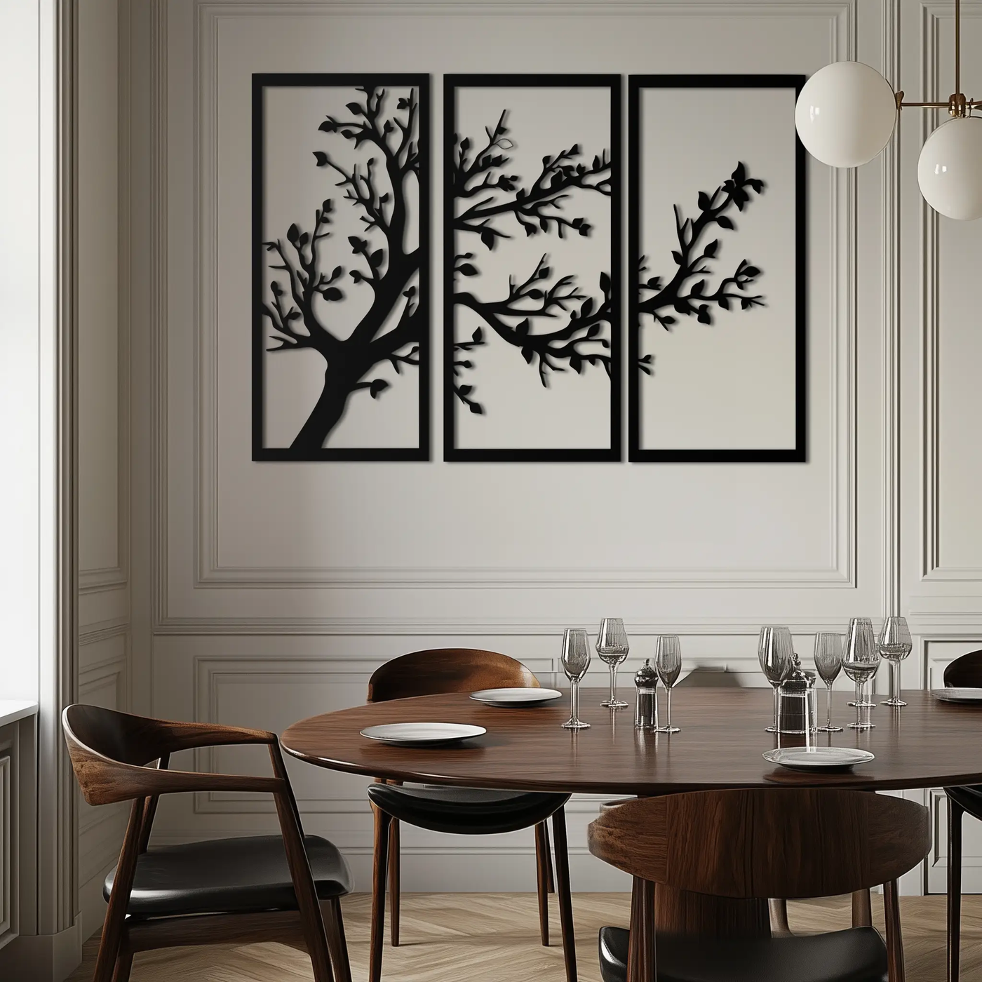 Branch Trio Metal Wall Art - 3-Piece Modern Steel Wall Decor - KAF132 by Enova Art