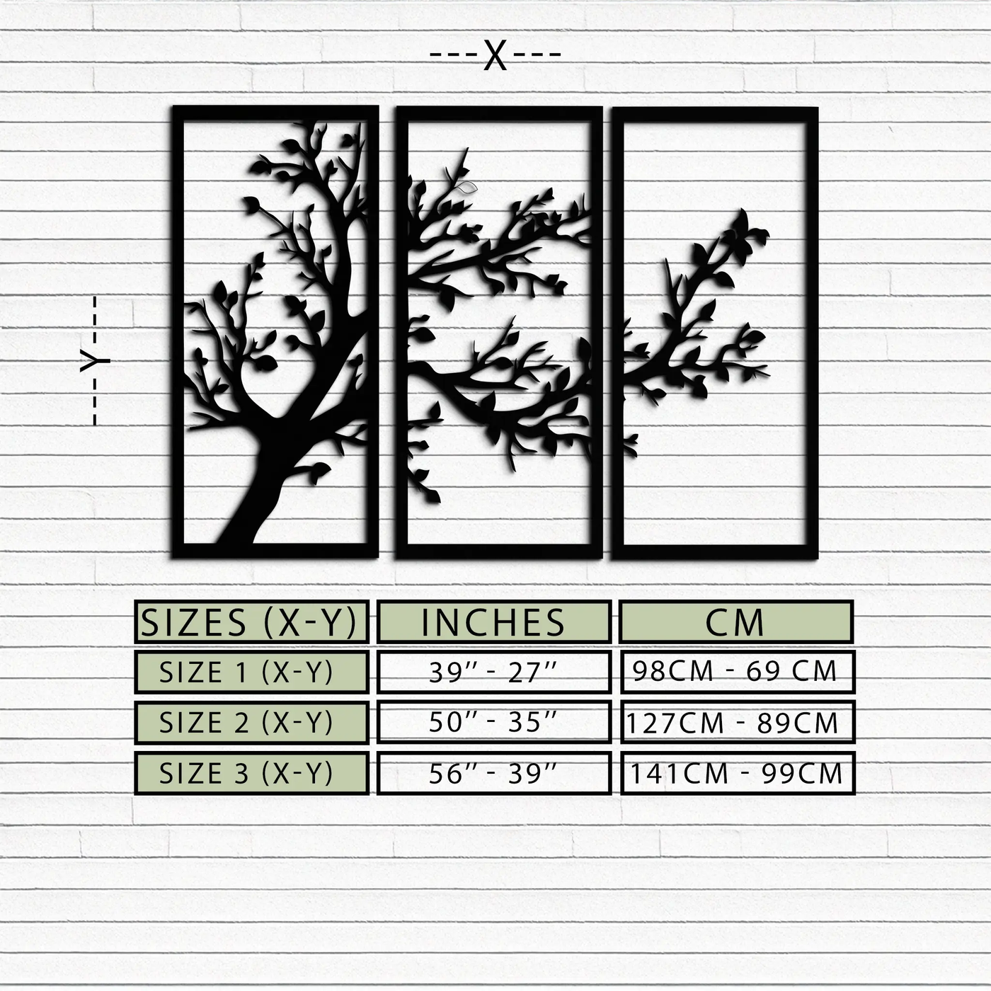 Branch Trio Metal Wall Art - 3-Piece Modern Steel Wall Decor - KAF132 by Enova Art