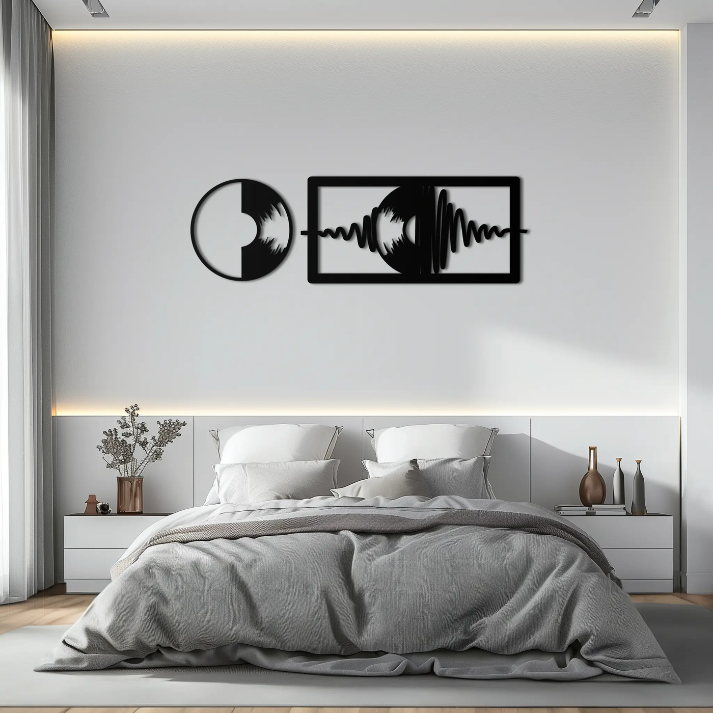Soundwave Vinyl Record Metal Wall Art - Modern Music-Inspired Steel Wall Decor - KAF133 by Enova Art