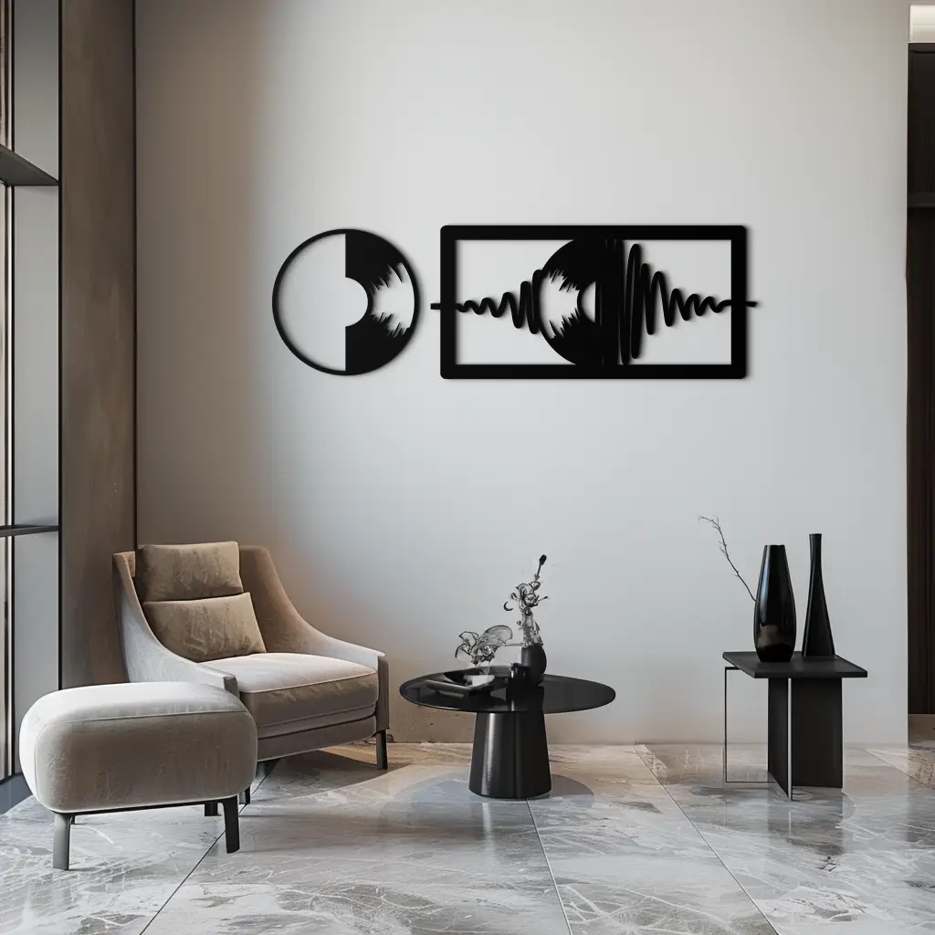 Soundwave Vinyl Record Metal Wall Art - Modern Music-Inspired Steel Wall Decor - KAF133 by Enova Art