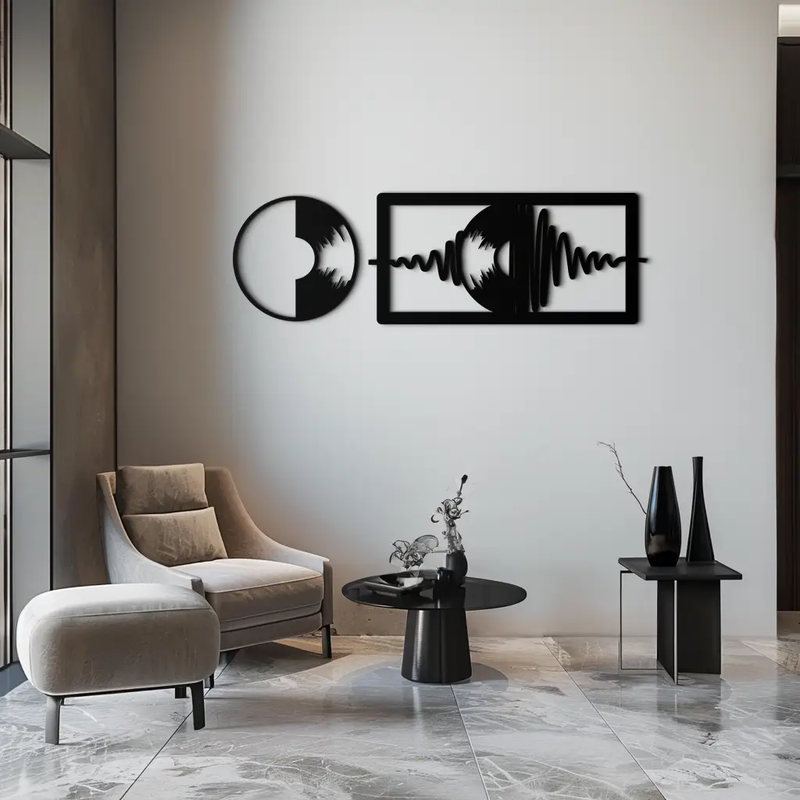 Soundwave Vinyl Record Metal Wall Art - Modern Music-Inspired Steel Wall Decor - KAF133 by Enova Art