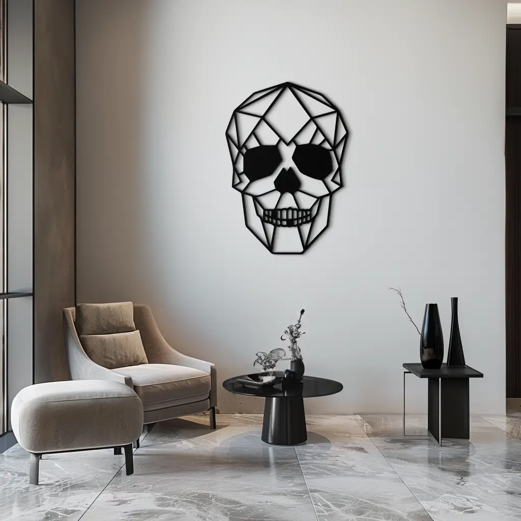 Geometric Skull Metal Wall Art - Modern Skull-Inspired Steel Decor - KAF134 by Enova Art
