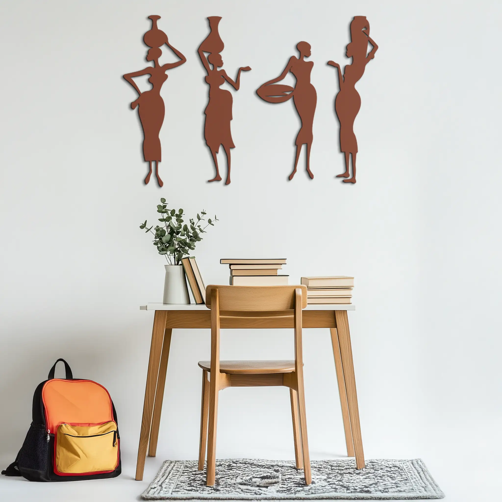 African Women Silhouette Metal Wall Art - Elegant Tribal Wall Decor - KAF136 by Enova Art