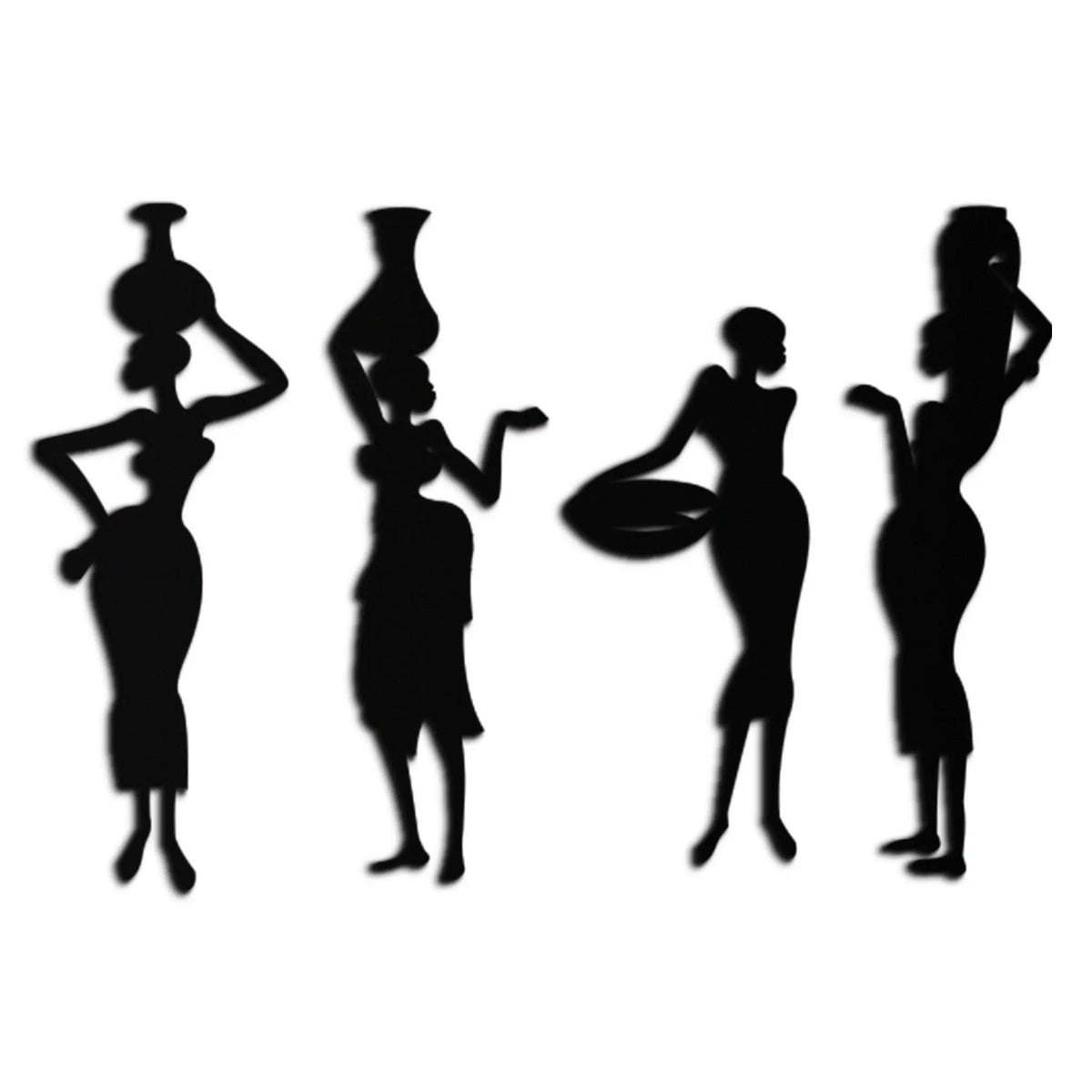 African Women Silhouette Metal Wall Art - Elegant Tribal Wall Decor - KAF136 by Enova Art