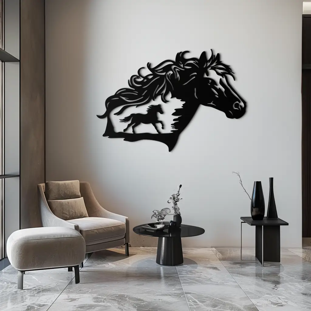 Horse Silhouette Metal Wall Art – Modern & Stylish - KAF137 by Enova Art