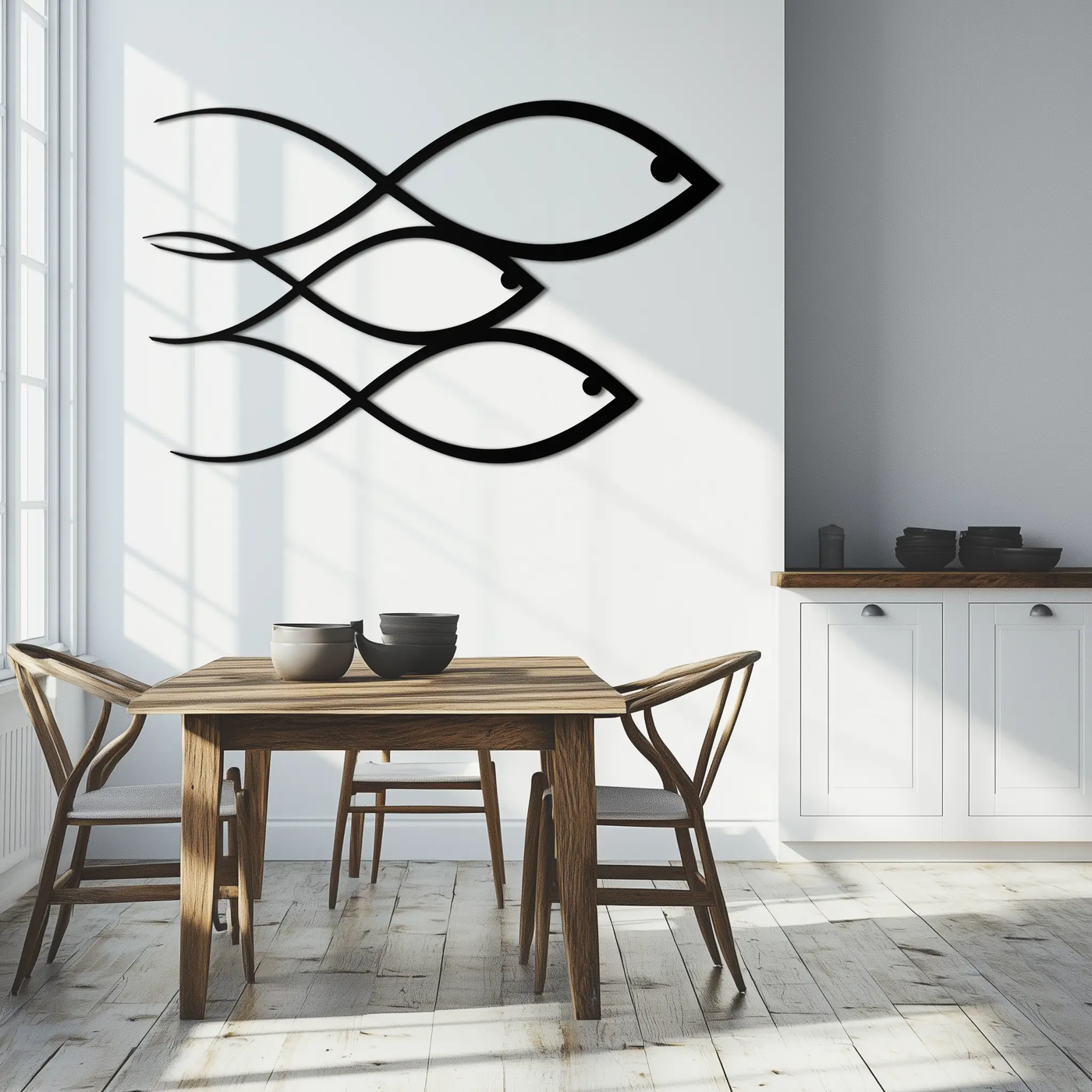Minimalist Fish Metal Wall Art – Modern Coastal Decor - KAF139 by Enova Art
