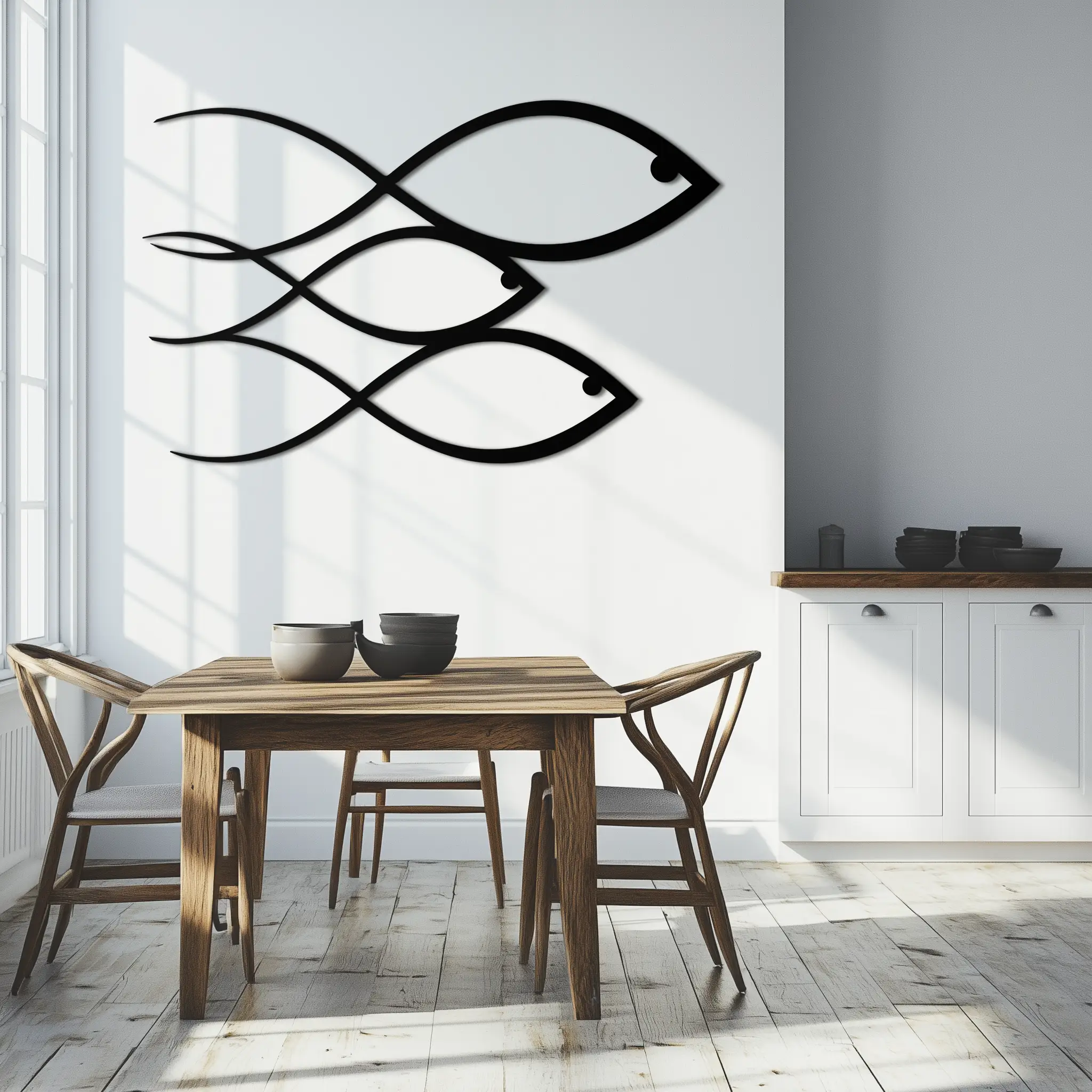 Minimalist Fish Metal Wall Art – Modern Coastal Decor - KAF139 by Enova Art