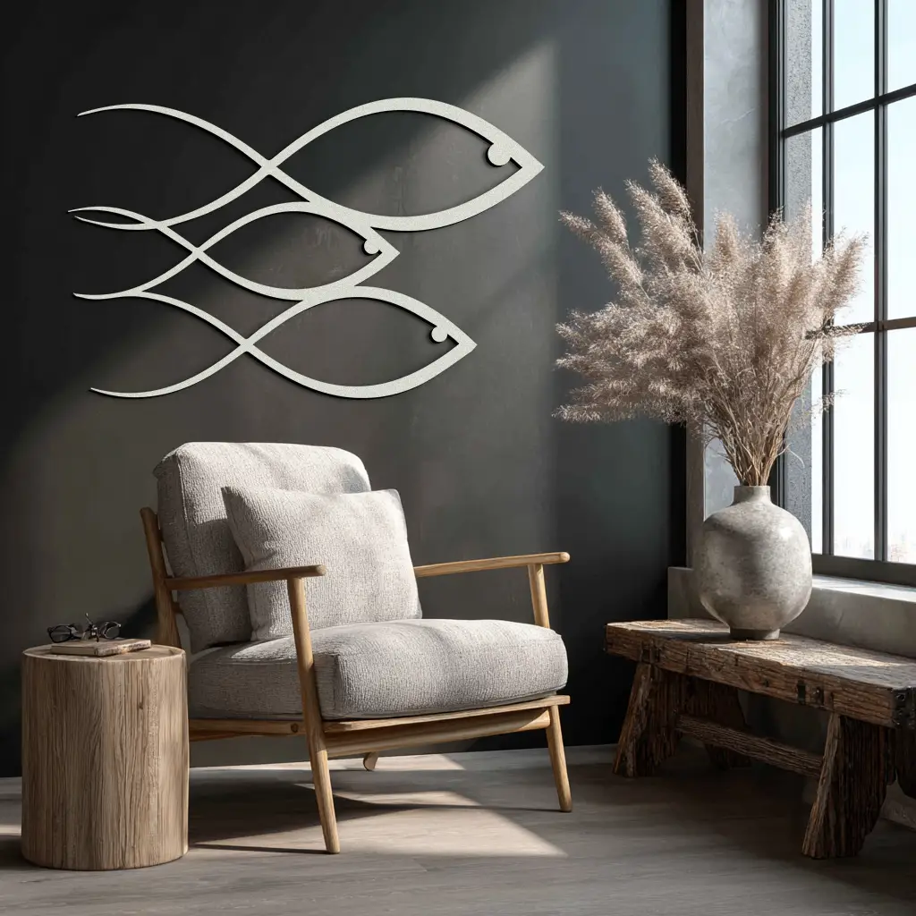 Minimalist Fish Metal Wall Art – Modern Coastal Decor - KAF139 by Enova Art