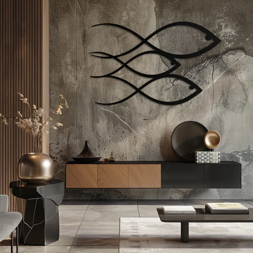 Minimalist Fish Metal Wall Art – Modern Coastal Decor - KAF139 by Enova Art
