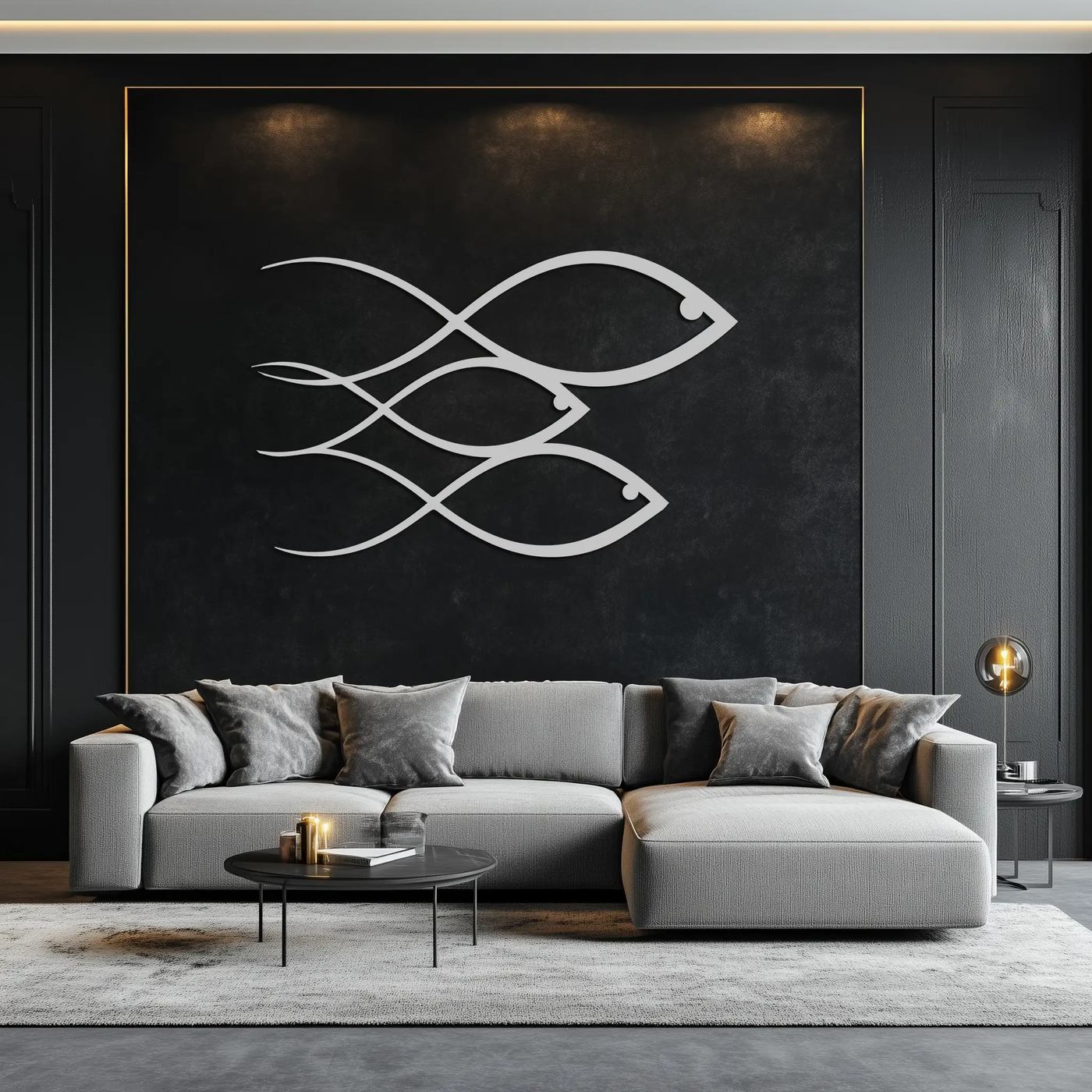 Minimalist Fish Metal Wall Art – Modern Coastal Decor - KAF139 by Enova Art