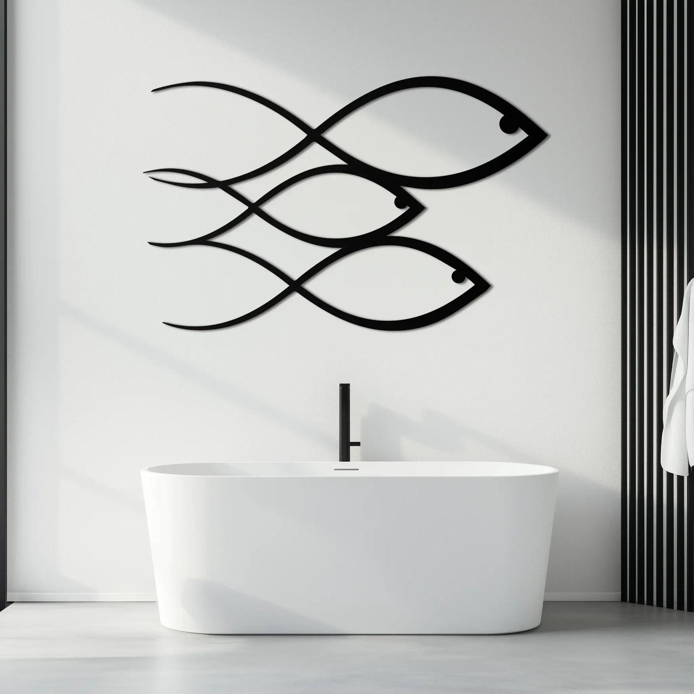 Minimalist Fish Metal Wall Art – Modern Coastal Decor - KAF139 by Enova Art