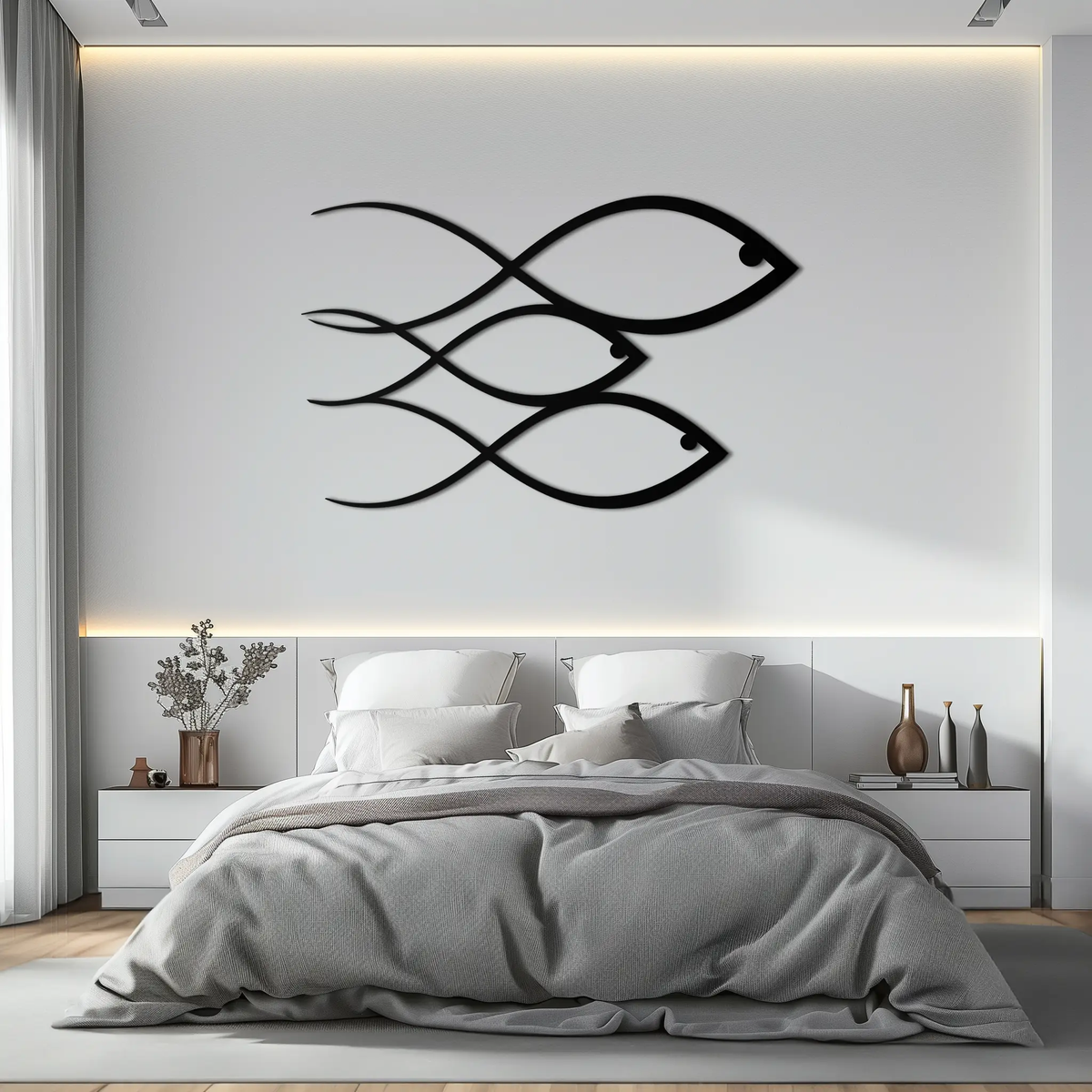 Minimalist Fish Metal Wall Art – Modern Coastal Decor - KAF139 by Enova Art