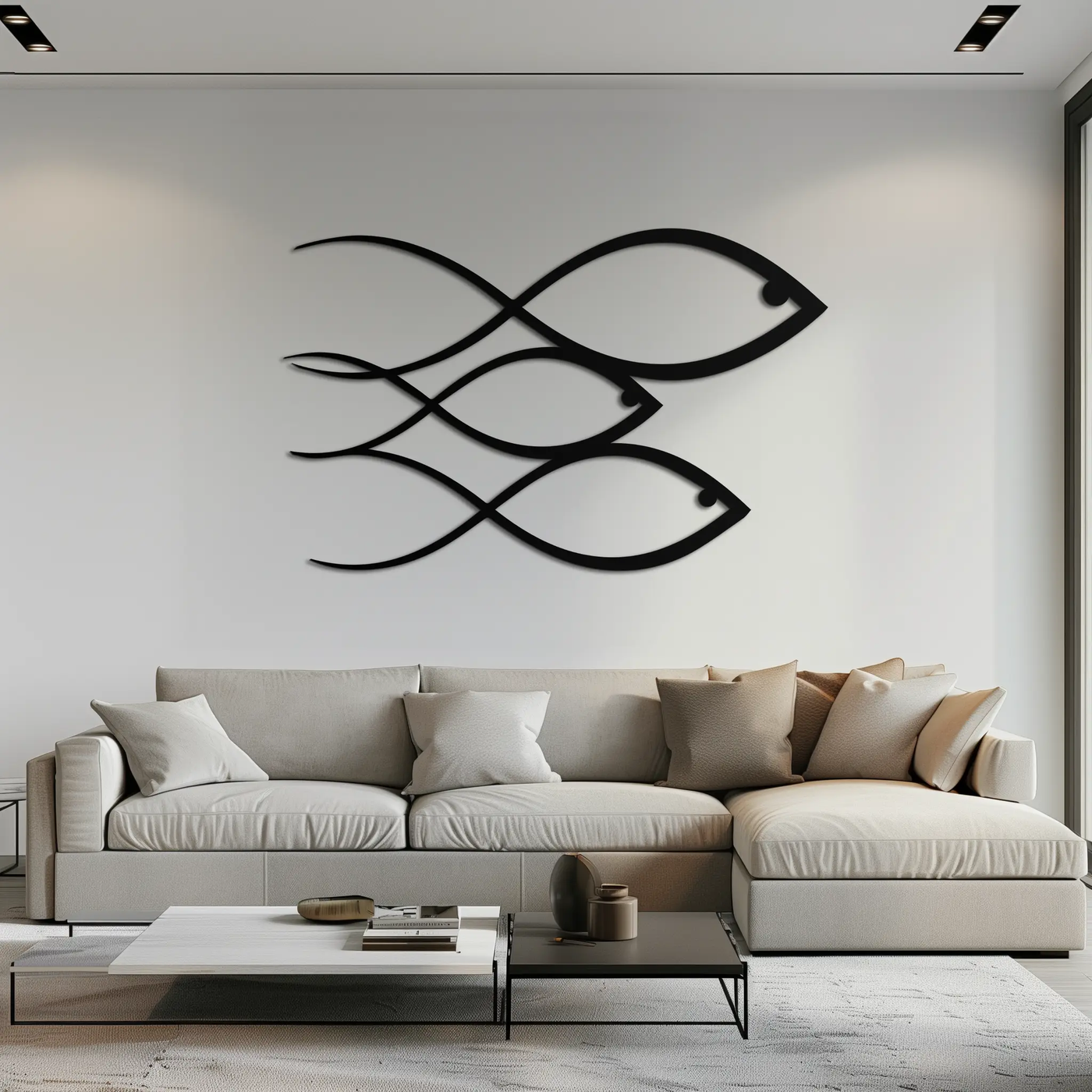Minimalist Fish Metal Wall Art – Modern Coastal Decor - KAF139 by Enova Art