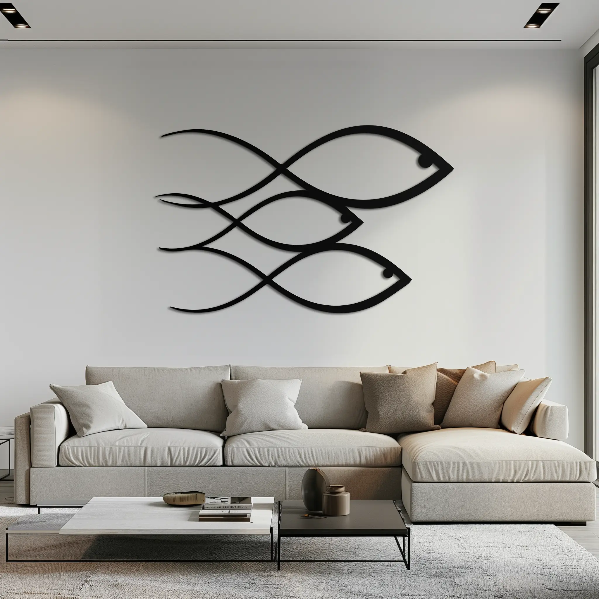 Minimalist Fish Metal Wall Art – Modern Coastal Decor - KAF139 by Enova Art