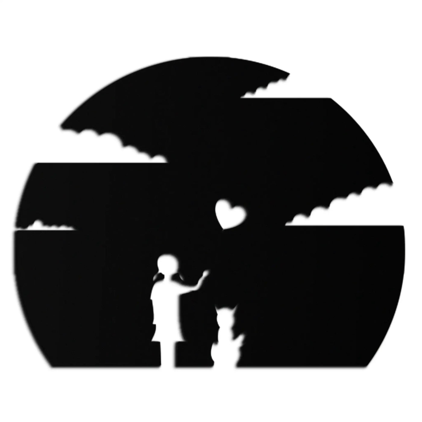 Heart Balloon Girl & Cat Metal Wall Art - Whimsical Steel Decor - KAF140 by Enova Art