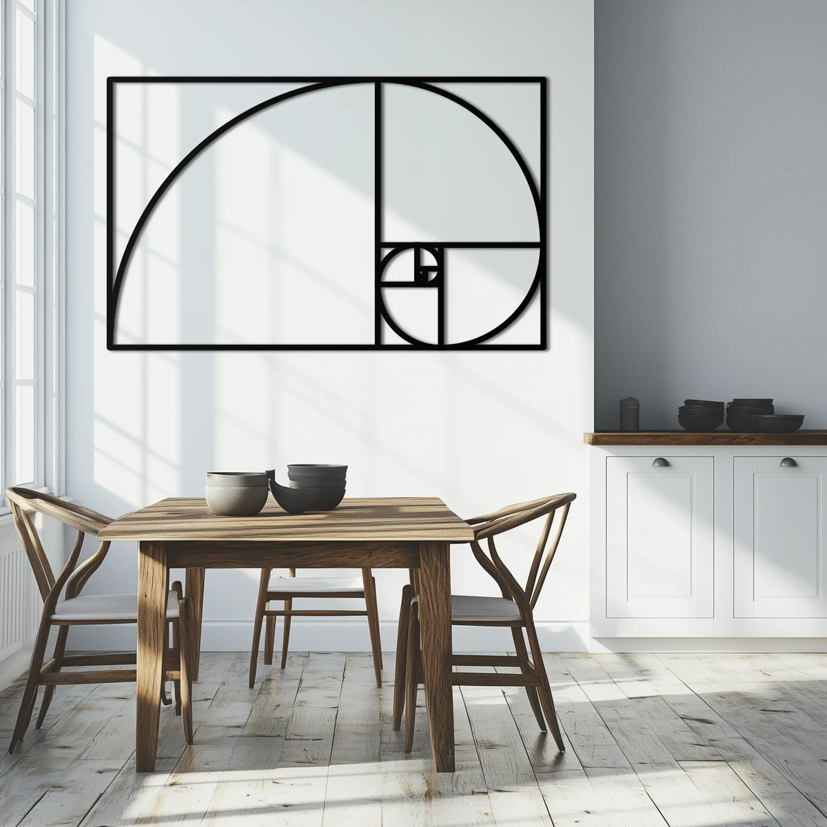 Golden Ratio Spiral Metal Wall Art - Elegant Geometric Design - KAF141 by Enova Art