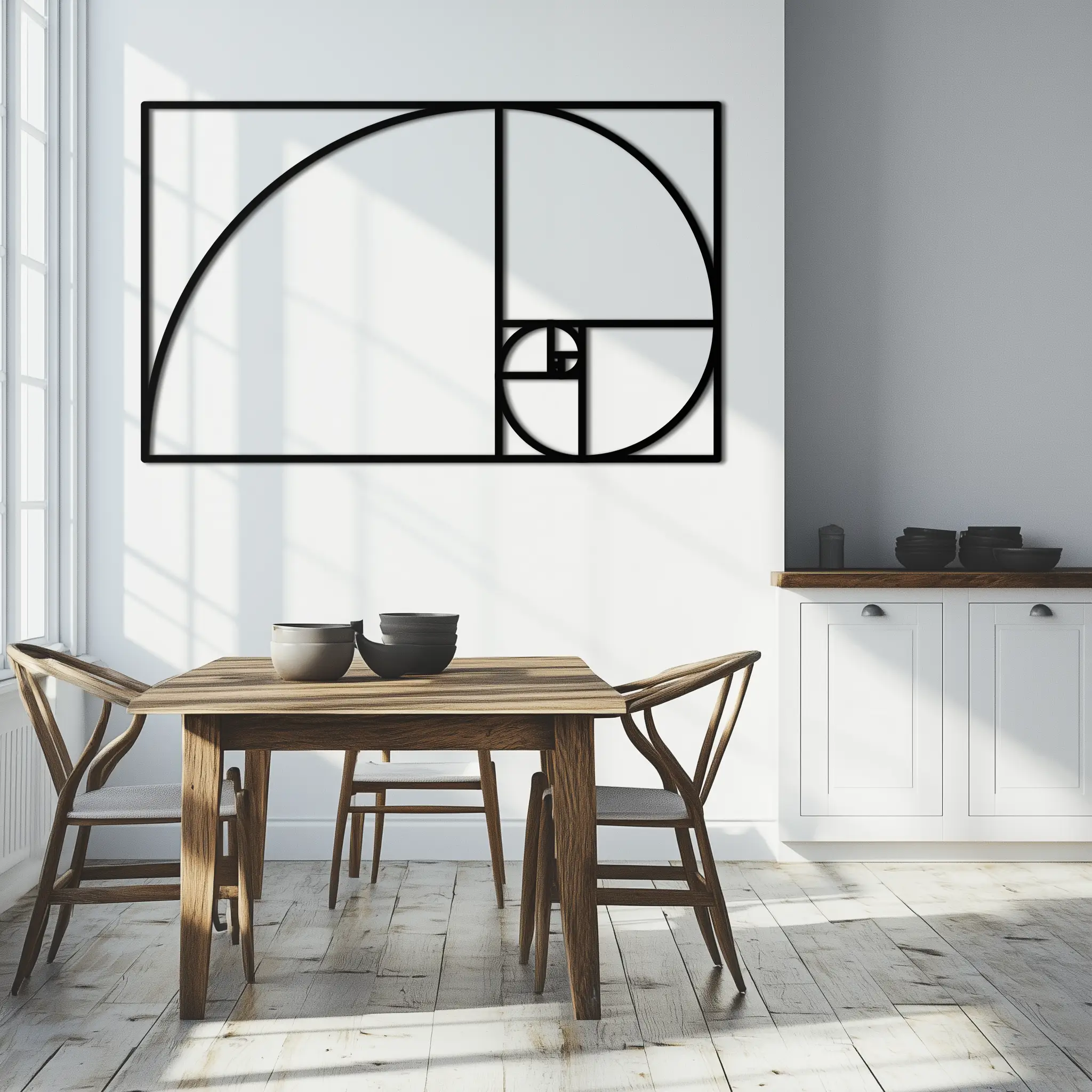 Golden Ratio Spiral Metal Wall Art - Elegant Geometric Design - KAF141 by Enova Art